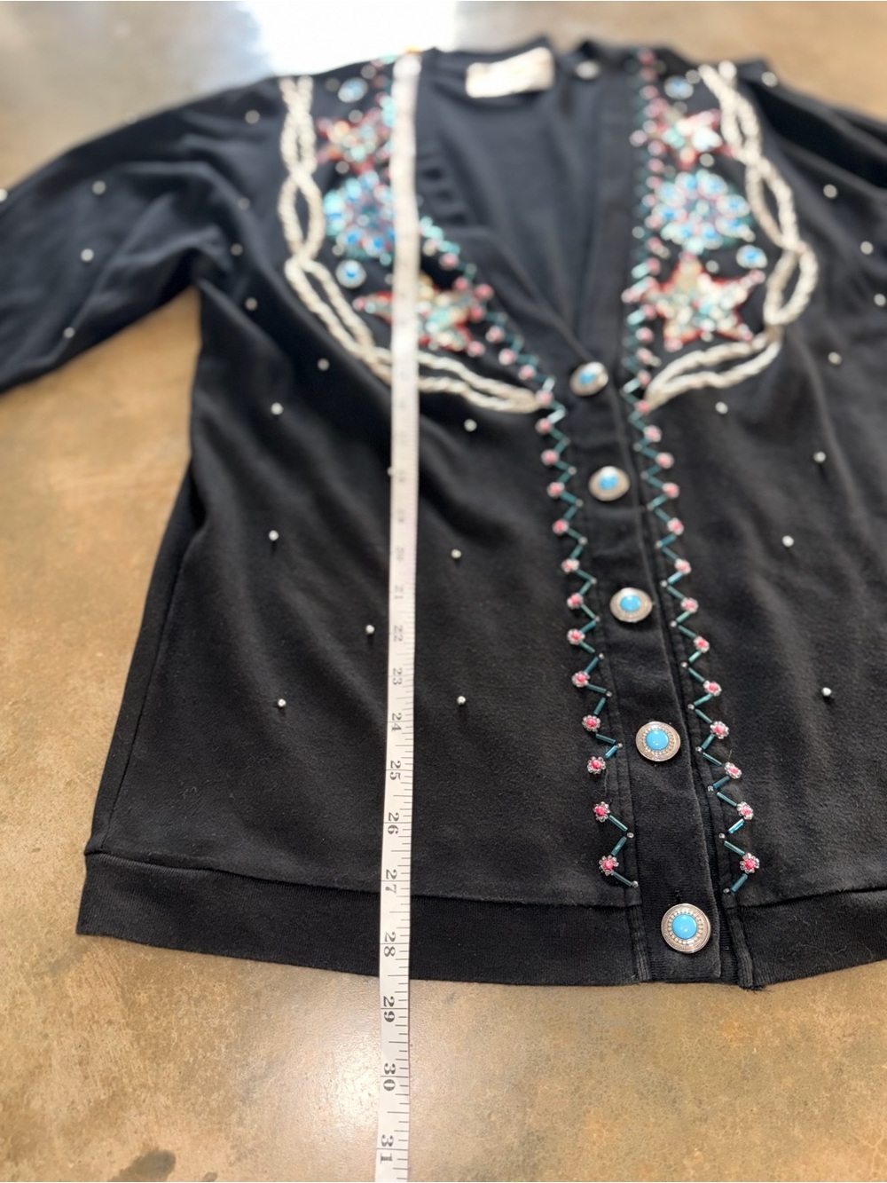 Marisa Christina Classics M Black Western Beaded Embellished Cardigan - Picture 11 of 16